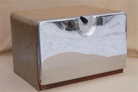 metal vintage bread box|stainless steel bread box 1950.